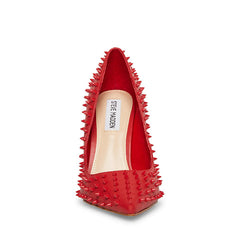 Steve Madden Vala Spike Red Stud Printed High Stiletto Pointed Toe Dress Pumps