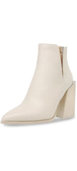Steve Madden Taylen Bone Leather Zipper Closure Pointed Toe Collar Notched Boots