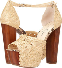 Jessica Simpson Dessie High Platform Nude Ankle Strap Heeled Sandals Natural