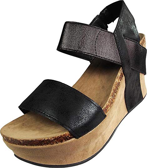 Pierre Dumas Women's Hester-1 Black Wedge Sandals