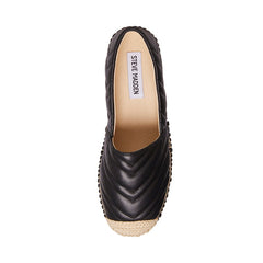 Steve Madden Winnow Black Slip On Rounded Toe Chevron Quilted Flat