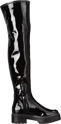 Sam Edelman Lydia Black Chunky Lug Sole Rounded Toe Over The Knee Fashion Boots
