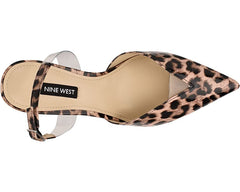 Nine West Heat 3 Leopard Pointed Closed Toe Traslucent Detailed Heeled Sandal