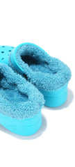 Cape Robbin Gardener Teal Fuzzy Lining Platform Clogs Fashion Comfortable Mules