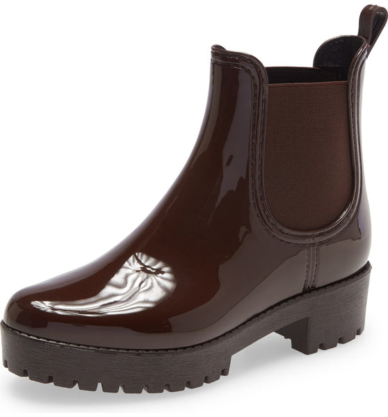 Jeffrey Campbell Women's Cloudy Rain Booties Pull On Brown Waterproof Boots