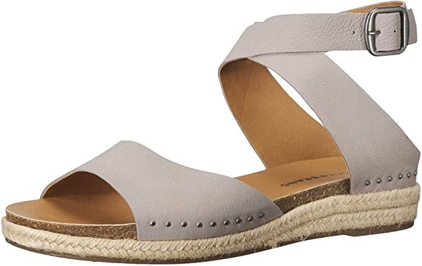 Lucky Brand Gladas Chinchilla Grey Espadrille Wedge Open Toe Platform Sandals