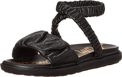 Sam Edelman Velma Black Rounded Open Toe Strappy Ankle Cuff Wedge Heeled Sandals