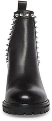 Steve Madden Genoa Black Leather Pull On Rounded Toe Pyramid Embellished Boots