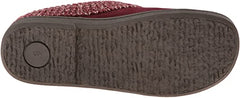 Clarks Burgundy Knitted Collar Winter Clog Rounded Closed Toe Slipper-Wide