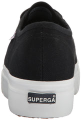 Superga 2790 Black canvas White Platform Low-Top Wedge Flatform Sneakers