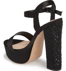 Lauren Lorraine Carly Black Platform Wrapped Heel Sandals