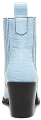 Steve Madden Geniva Light Blue Crocodile Pull On Square Toe Classic Western Boot