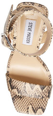 Steve Madden Waverley Tan Snake Ankle Strap Rounded Open Toe Platform Sandals