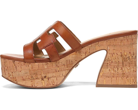 Sam Edelman Dev Saddle Cork Platform Slip On Block Heeled Open Toe Mules Sandals