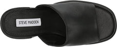 Steve Madden Cagey Black Leather Open Toe Slip On High Platform Retro Sandal