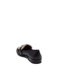 Vince Camuto Breenan Black/Taupe Slip On Squared Close Toe Chain Detailed Loafer