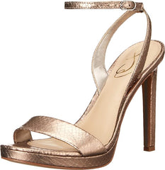 Sam Edelman Jade Pewter Rounded Open Toe Stiletto Heeled Ankle Strap Sandals