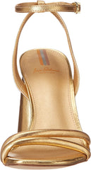 Sam Edelman Kia Dark Gold Block Heel Squared Open Toe Ankle Strap Heeled Sandals