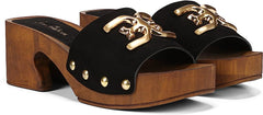 Sam Edelman Francina Black Platform Slip On Slide Block Heeled Mules Sandals