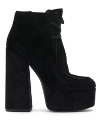 Jessica Simpson Saima Black Lace Up Round Toe Block Heel Platform Ankle Boots