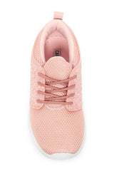Cape Robbin Nappa-1 Pink Shimmering Glitter Decorated Platform Lace up Sneakers