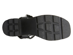 Steve Madden Sonia Black Leather Ankle Strap Squared Open Toe Platform Sandals