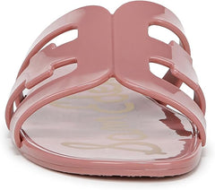 Sam Edelman Bay Pink Lily Round Open Toe Slip On Leather Strap Slide Sandals