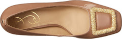 Sam Edelman Thalia Soft Taupe Block Heel Squared Toe Buckle Accent Slip On Pumps
