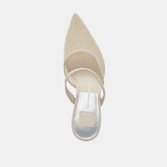 Dolce Vita Katik Ivory Mesh Pointed Toe Slip On Double Strap Stiletto Pumps