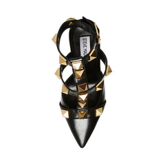 Steve Madden Audra Black Pointed Closed Toe Ankle Strap Detailed Heeled Sandals