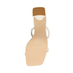 Steve Madden Lilah Square Open Toe Angled Block Heel Sandal Bone Croco