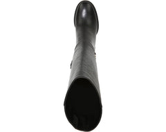 Sam Edelman Elsy Black Leather Stacked Block Heel Knee High Retro Dress Boots