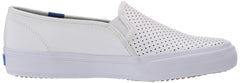 Keds Double Decker White Perforated Leather Low Top Rounded Toe Slip On Sneakers