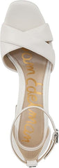 Sam Edelman Jullian Bright White Open Toe Ankle Strap Block Heeled Sandals