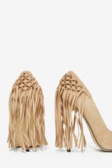 Privileged Tipsy Pointed Single Sole High Pitch Stiletto Heeled Fringe Pumps
