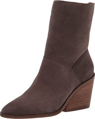 Lucky Brand Sarey Falcon Grey Suede Block Heel Wedge Mid Height Boot Booties