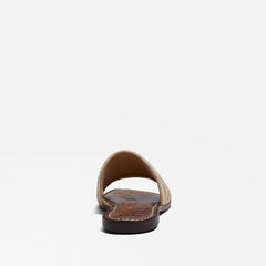 Sam Edelman Gallie Natural Multi Slip On Rounded Open Toe Flat Slides Sandals