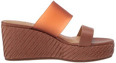 Lucky Brand Brindia Latte Sumac Strappy Slip On Platform Wedge Fashion Sandals