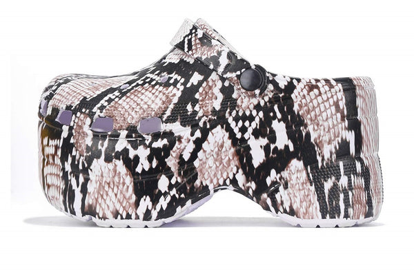 CAPE ROBBIN GARDENER-3 SNAKE CHUNKY PLATFORM ANKLE STRAP FUZZ-LINED SANDALS