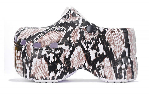 CAPE ROBBIN GARDENER-3 SNAKE CHUNKY PLATFORM ANKLE STRAP FUZZ-LINED SANDALS