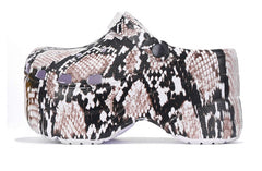 CAPE ROBBIN GARDENER-3 SNAKE CHUNKY PLATFORM ANKLE STRAP FUZZ-LINED SANDALS