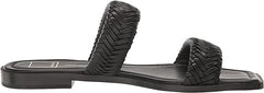 Dolce Vita Inya Black Stella Slip On Open Squared Toe Woven Straps Flats Sandals
