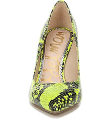 Sam Edelman Hazel Hot Yellow Snake Leather Stiletto Dress Pointy Toe Pump