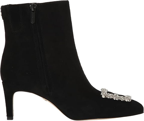 Sam Edelman Ulissa Black Suede Pointed Toe Zip Kitten Heel Ankle Fashion Boots