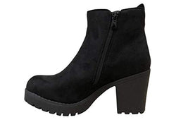 Refresh Club-01 Black Wine Elastic Panel Slip On Chunky Heel Ankle Booties