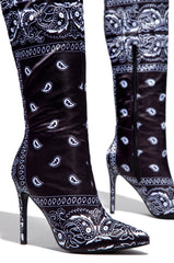 Cape Robbin SPRING BANDANNA PRINT OVER THE KNEE THIGH HIGH STILETTO POINTED TOE