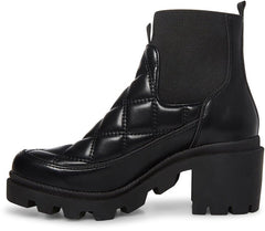 Steve Madden Adrian Black Pull On Rounded Close Toe Platform Chelsea Ankle Boots