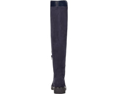 Nine West Tread2 Navy Suede Zip Closure Leather Round Toe Over The Knee Boots