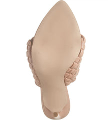 Steve Madden Fateful Tan Nude Leather Pointed Open Toe High Heel Mule Sandals