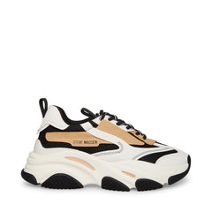 Steve Madden Possession Black/Tan Lace Up Boyfriend Chunky Platform Sneakers